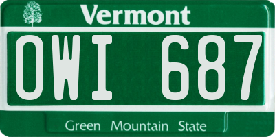 VT license plate OWI687