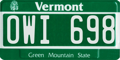 VT license plate OWI698