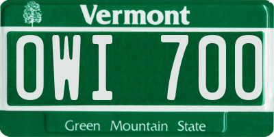 VT license plate OWI700