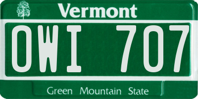VT license plate OWI707
