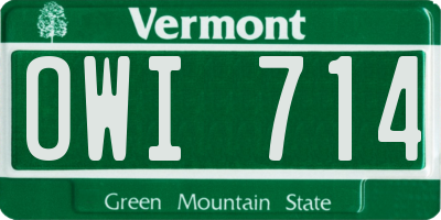 VT license plate OWI714