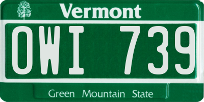 VT license plate OWI739