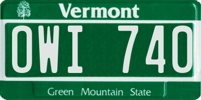 VT license plate OWI740