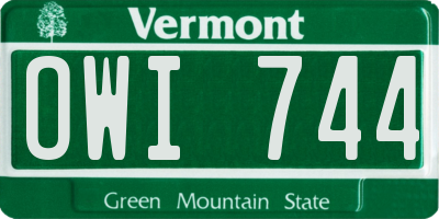 VT license plate OWI744