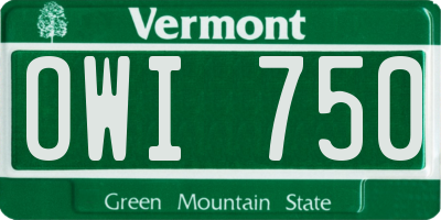 VT license plate OWI750