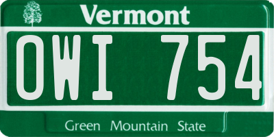 VT license plate OWI754