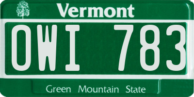 VT license plate OWI783