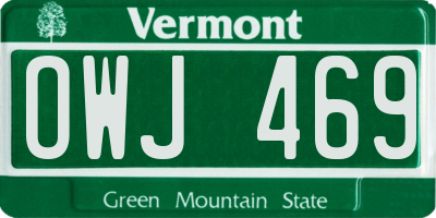 VT license plate OWJ469