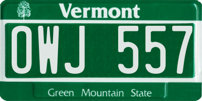 VT license plate OWJ557