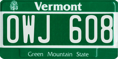 VT license plate OWJ608