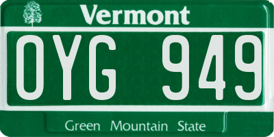 VT license plate OYG949