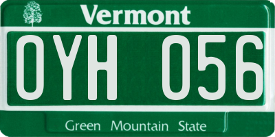 VT license plate OYH056