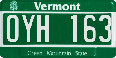 VT license plate OYH163