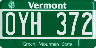 VT license plate OYH372