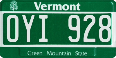 VT license plate OYI928
