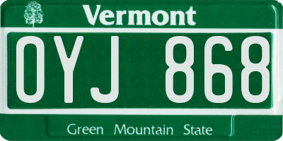 VT license plate OYJ868