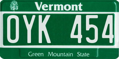 VT license plate OYK454