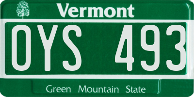 VT license plate OYS493