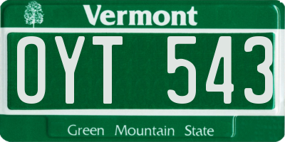 VT license plate OYT543