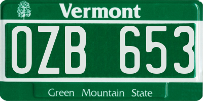 VT license plate OZB653