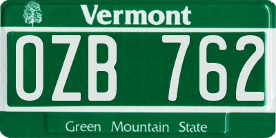 VT license plate OZB762