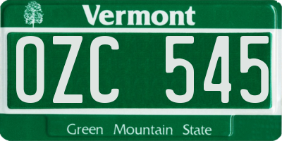 VT license plate OZC545