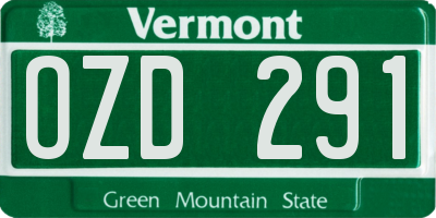 VT license plate OZD291