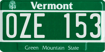 VT license plate OZE153