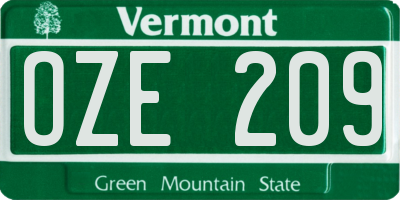 VT license plate OZE209