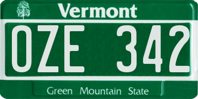 VT license plate OZE342