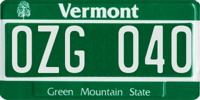 VT license plate OZG040