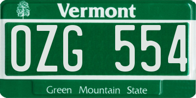 VT license plate OZG554
