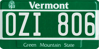 VT license plate OZI806