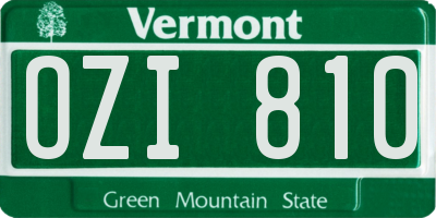 VT license plate OZI810