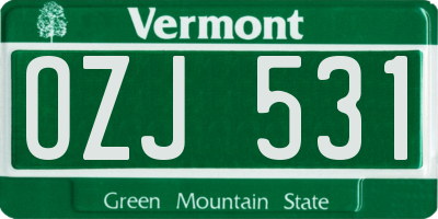 VT license plate OZJ531