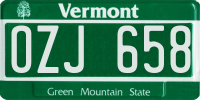 VT license plate OZJ658