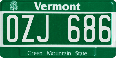 VT license plate OZJ686