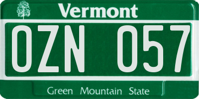 VT license plate OZN057