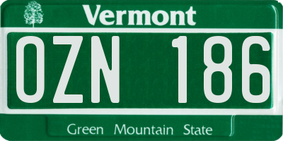 VT license plate OZN186