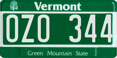 VT license plate OZO344