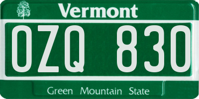 VT license plate OZQ830