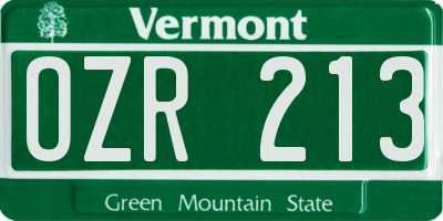 VT license plate OZR213