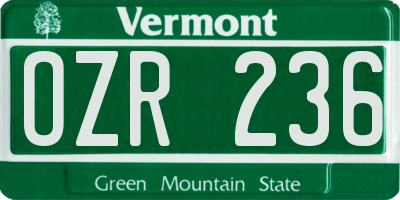 VT license plate OZR236