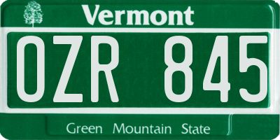 VT license plate OZR845