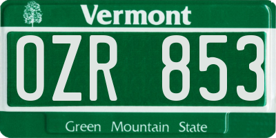 VT license plate OZR853