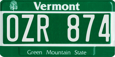 VT license plate OZR874