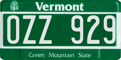 VT license plate OZZ929