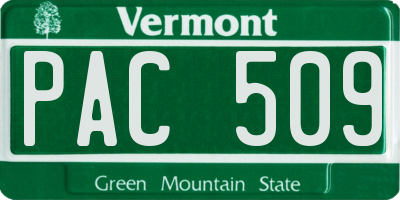 VT license plate PAC509