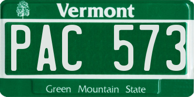 VT license plate PAC573