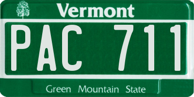 VT license plate PAC711